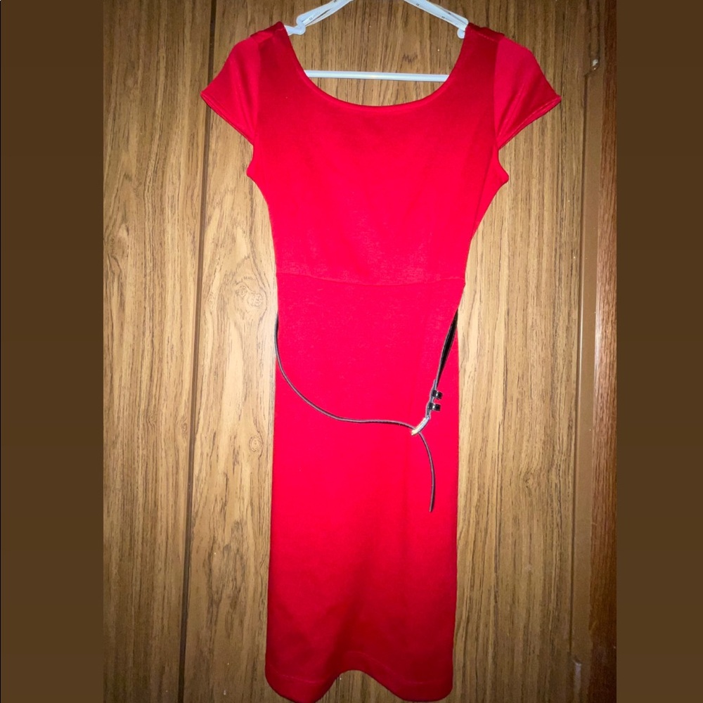 Mini red belted dress